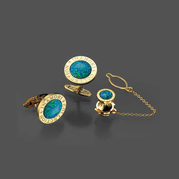 Black Opal Personalized Cufflinks & Tie tack Set