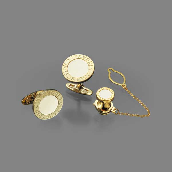 Ivory Ceramic Cufflinks & Tie tack Set