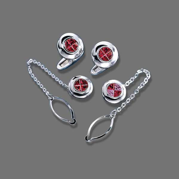 Ruby Cufflinks & Tie tack
