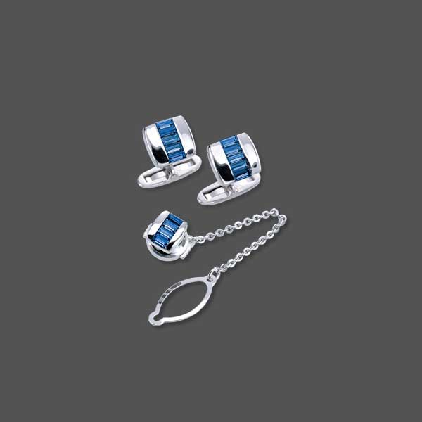 Blue Sapphire Cufflinks & Tie tack