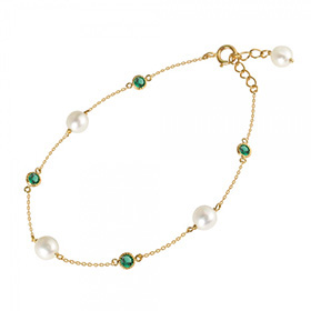 Emerald & Freshwater Pearl Bracelet