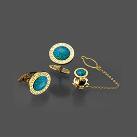 Black Opal Personalized Cufflinks & Tie tack Set
